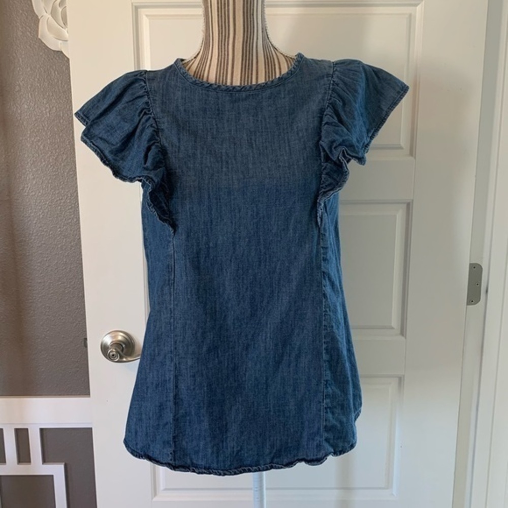 Draper James Ruffle Sleeve Denim Top